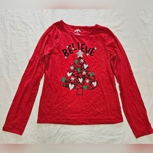SALE! Girl's Holiday Time Long Sleeve 'Believe' Tshirt (size 14-16)